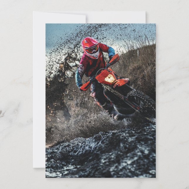 Dirt bike rider throw pillow invitation (Front)