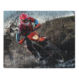 Dirt bike rider throw pillow jigsaw puzzle