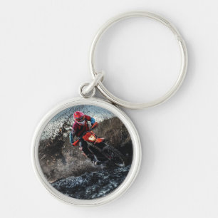 Dirt bike rider throw pillow keychain