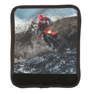 Dirt bike rider throw pillow luggage handle wrap