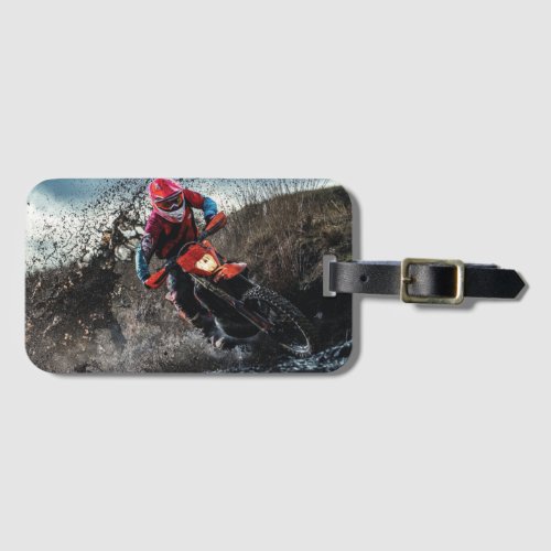 Dirt bike rider throw pillow luggage tag