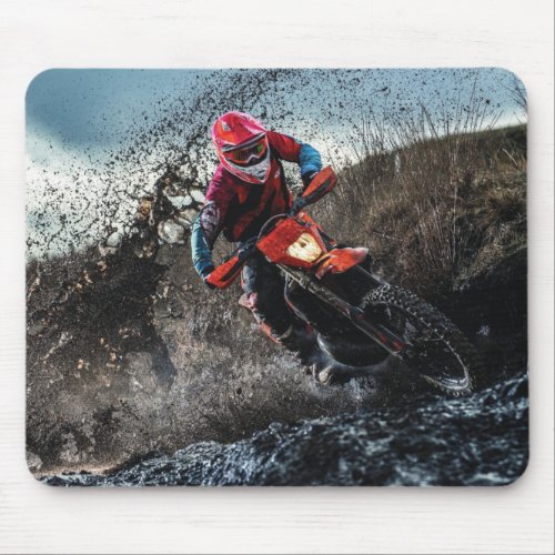 Dirt bike rider throw pillow mouse pad