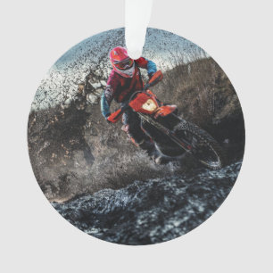 Dirt bike rider throw pillow ornament