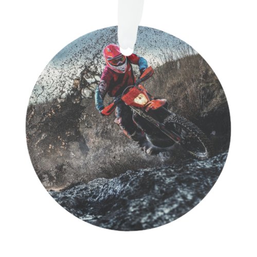 Dirt bike rider throw pillow ornament