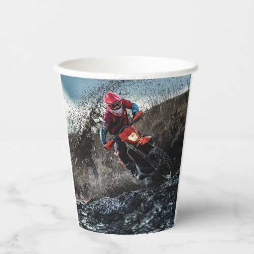 Dirt bike rider throw pillow paper cups