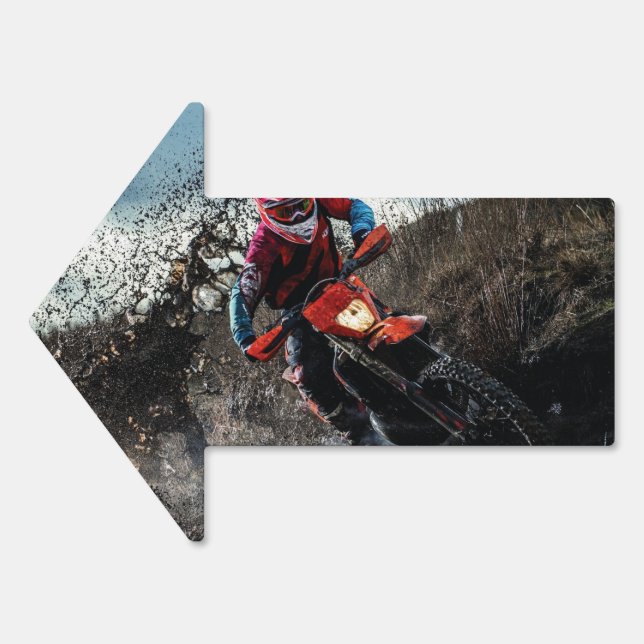 Dirt bike rider throw pillow sign (Front)