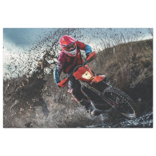 Dirt bike rider throw pillow tissue paper