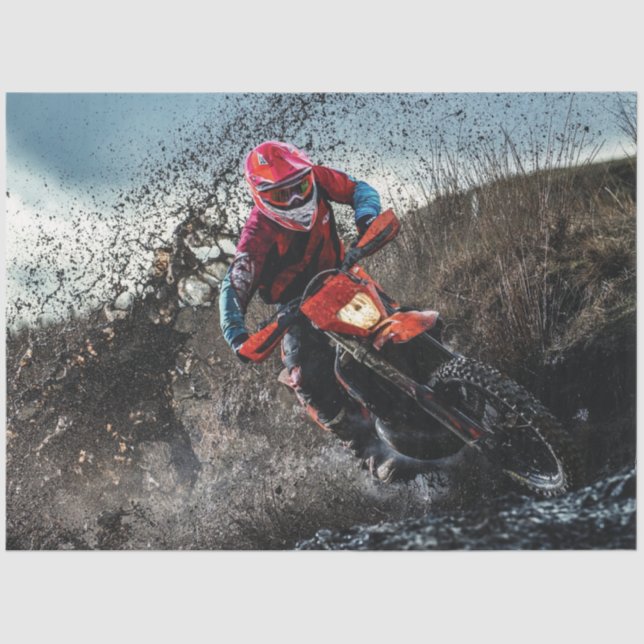 Dirt bike rider throw pillow tissue paper (Front)