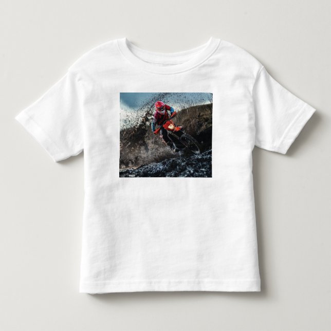 Dirt bike rider throw pillow toddler t-shirt (Front)