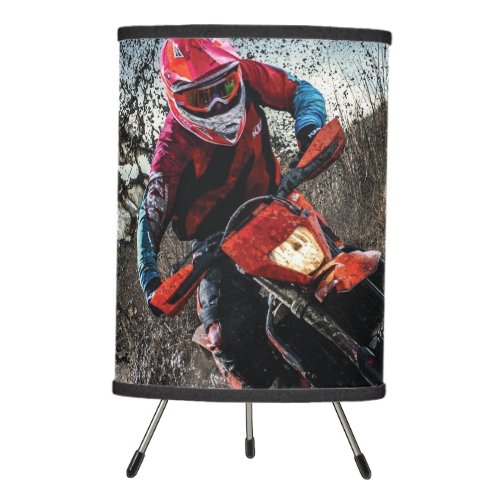 Dirt bike rider throw pillow tripod lamp