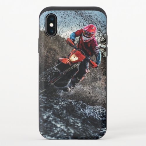 Dirt bike rider throw pillow iPhone XS slider case