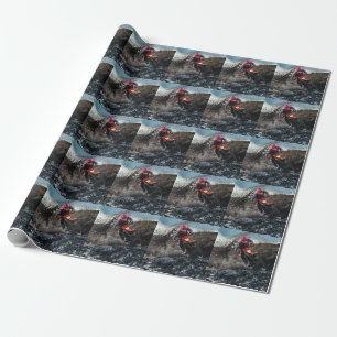 Dirt bike rider throw pillow wrapping paper