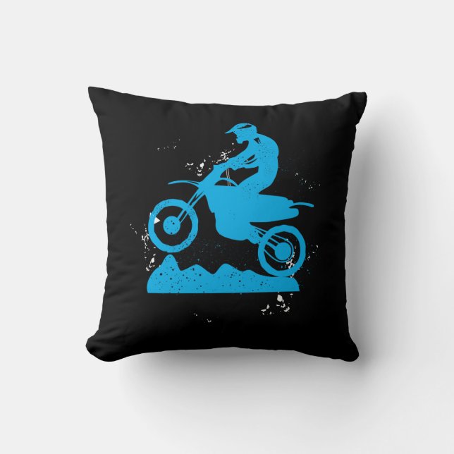 Dirt Bike Rider tire tracks motorcycle Throw Pillow (Front)