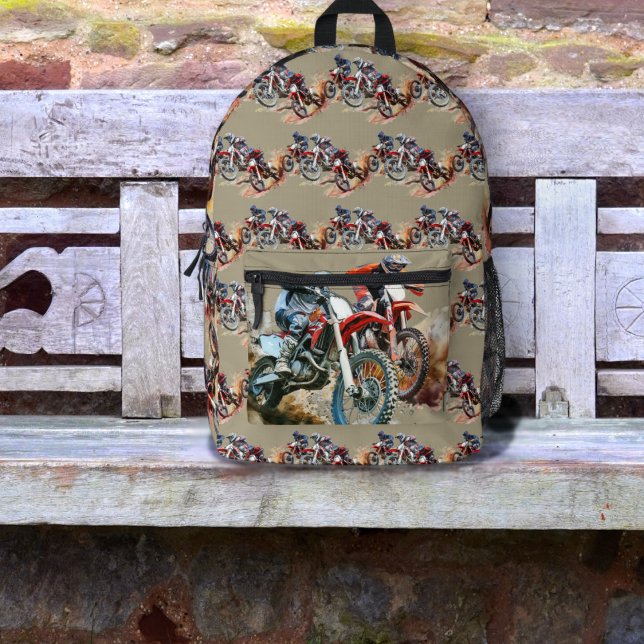 Dirt Bike Riders Motocross Racing Printed Backpack (Creator Uploaded)