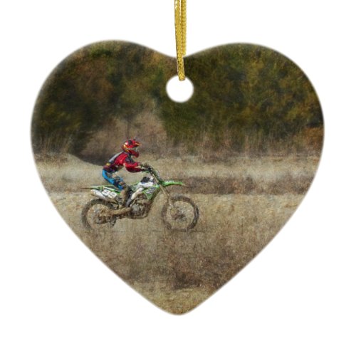 Dirt Bike Riding Ceramic Ornament