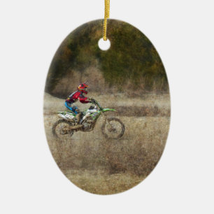 Dirt Bike Riding Ceramic Ornament