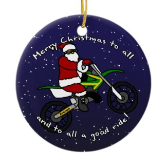 Dirt Bike Santa Christmas Ornament ornament