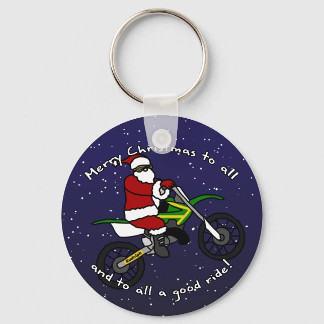 Dirt Bike Santa Keychain (Front)