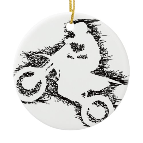 DIRT BIKE (scribble black) Ceramic Ornament