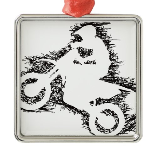 DIRT BIKE (scribble black) Metal Ornament