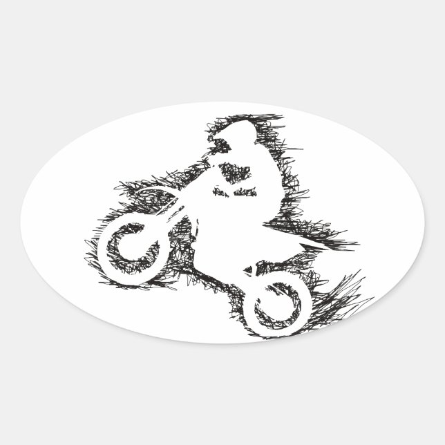 DIRT BIKE (scribble black) Oval Sticker (Front)