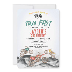 Dirt Bike Second Birthday Party Invitation for Boy