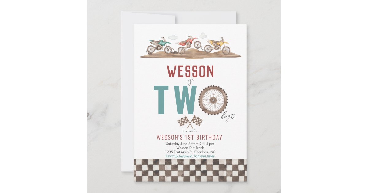 Dirt Bike Second Invitation, Motorcycle Invitation | Zazzle