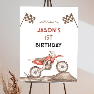 Dirt Bike Start Your Engine Birthday Welcome Sign