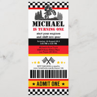 Dirt Bike Ticket Pass Birthday Party Invitation