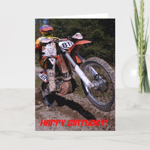 Dirt Bike Wheelie birthday card