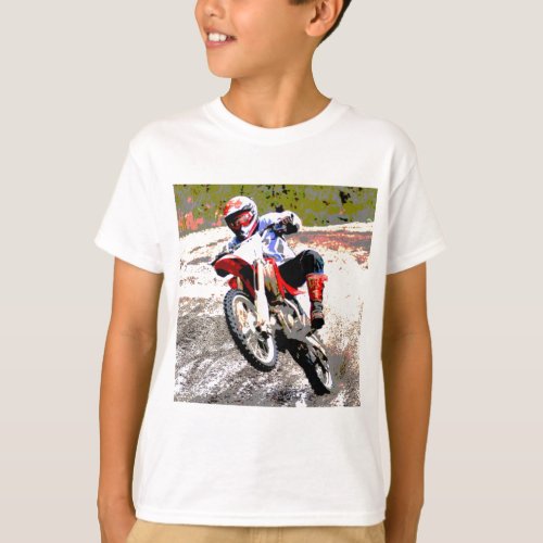 Dirt Bike Wheeling in the Mud in Color T_Shirt