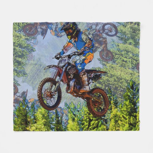 Dirt_Biking Fools_ Motocross Racer  Fleece Blanket