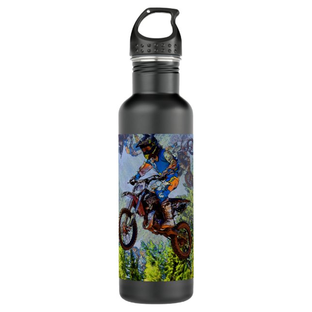 Dirt-Biking Fools- Motocross Racer  Stainless Steel Water Bottle (Front)