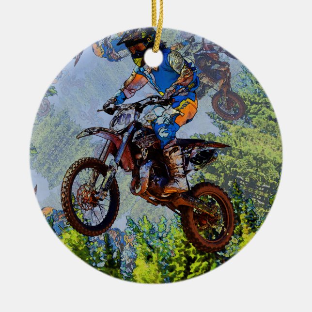 Dirt-Biking Fools- Motocross Racers  Ceramic Ornament (Front)