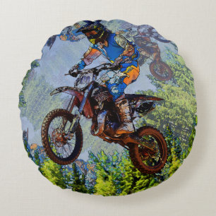 Dirt-Biking Fools - Motocross Racers    Round Pillow