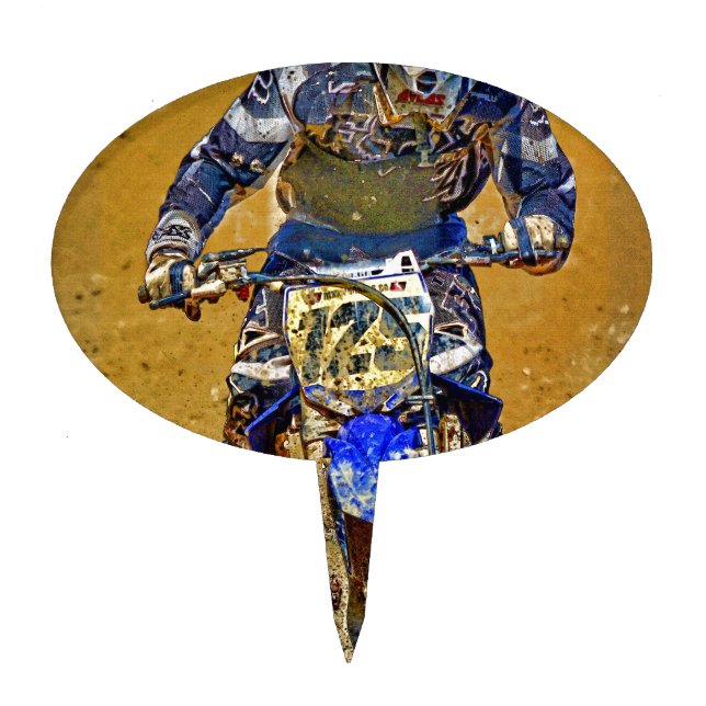 Dirt-Biking Moto-X Champ Designer #Gift Cake Topper (Front)