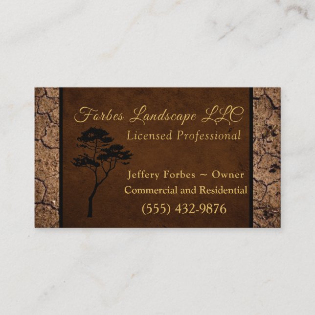 Dirt Design Tree Landscaping Yard Tree Service Business Card (Front)