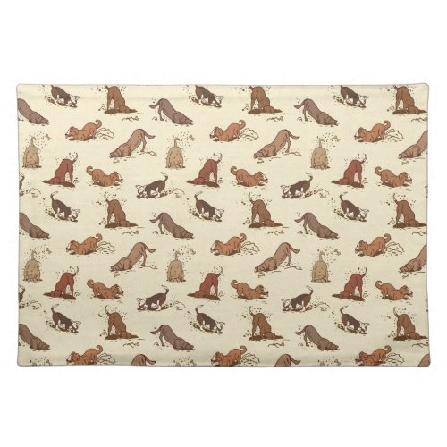 Dirt Digging Dogs _ beach vacation pattern   Cloth Placemat