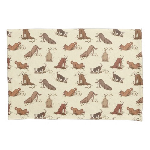 Dirt Digging Dogs _ beach vacation pattern   Pillow Case