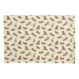 Dirt Digging Dogs - beach vacation pattern. Pillow Case