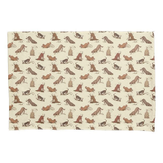 Dirt Digging Dogs - beach vacation pattern.   Pillow Case (Front)