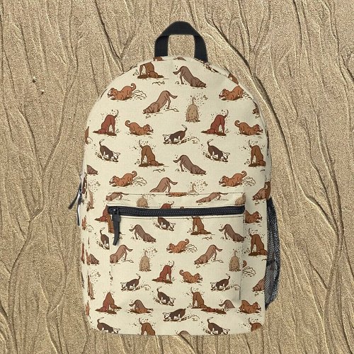 Dirt Digging Dogs _ beach vacation pattern   Printed Backpack