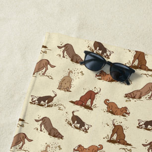 Dirt Digging Dogs - beach vacation pattern. Towel
