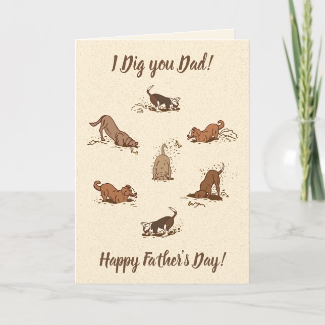 Dirt Digging Dogs - Happy Father's Day.   Card (Front)
