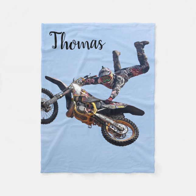 Dirt Motorcycle Bike Motocross Racing Personalized Fleece Blanket (Front)