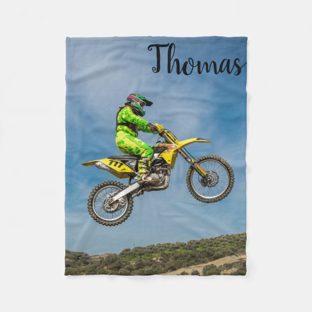 Dirt Motorcycle Bike Motocross Racing Personalized Fleece Blanket (Front)