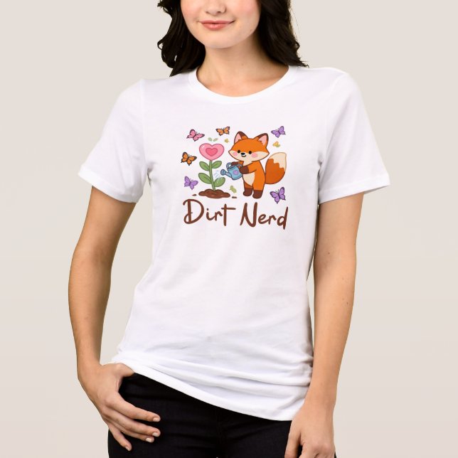 Dirt Nerd, Cute Fow With Plants Tri-Blend Shirt (Front)