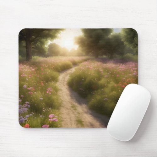 Dirt Path In Wildflower Meadow Mouse Pad