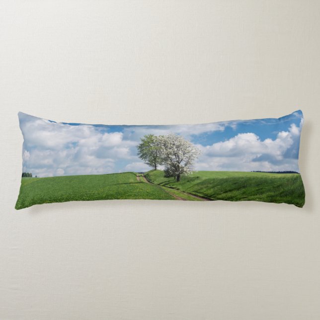 Dirt Road and Apple Trees Body Pillow (Front)