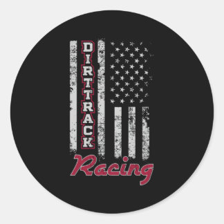 Dirt Track Racing American Flag Classic Round Sticker